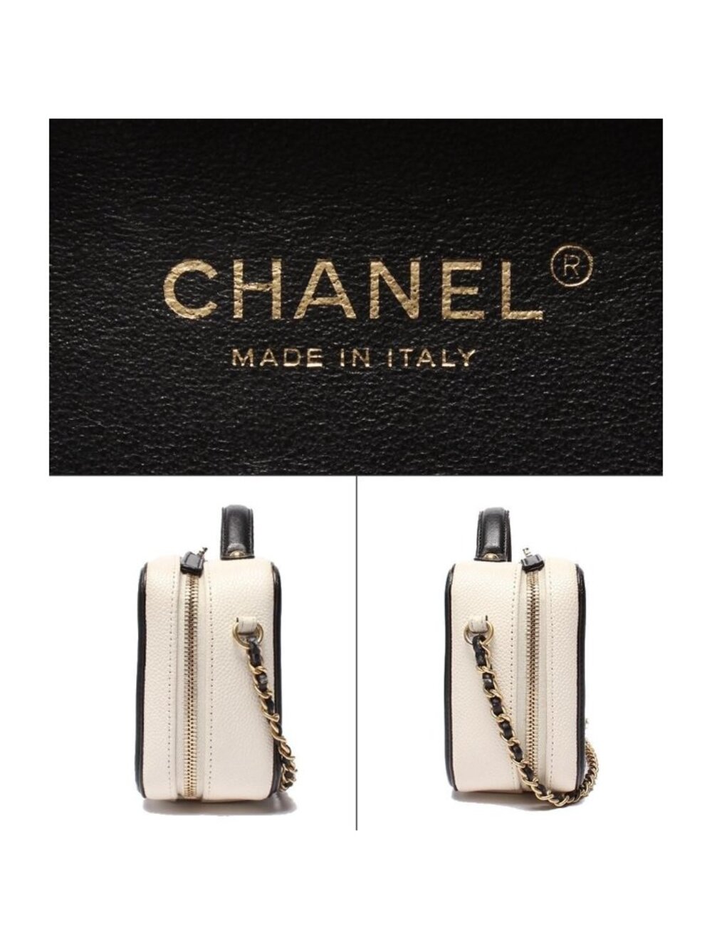 Chanel Chain Shoulder Bag Vanity Crossbody Gold Caviar Leather - Picture 4 of 10